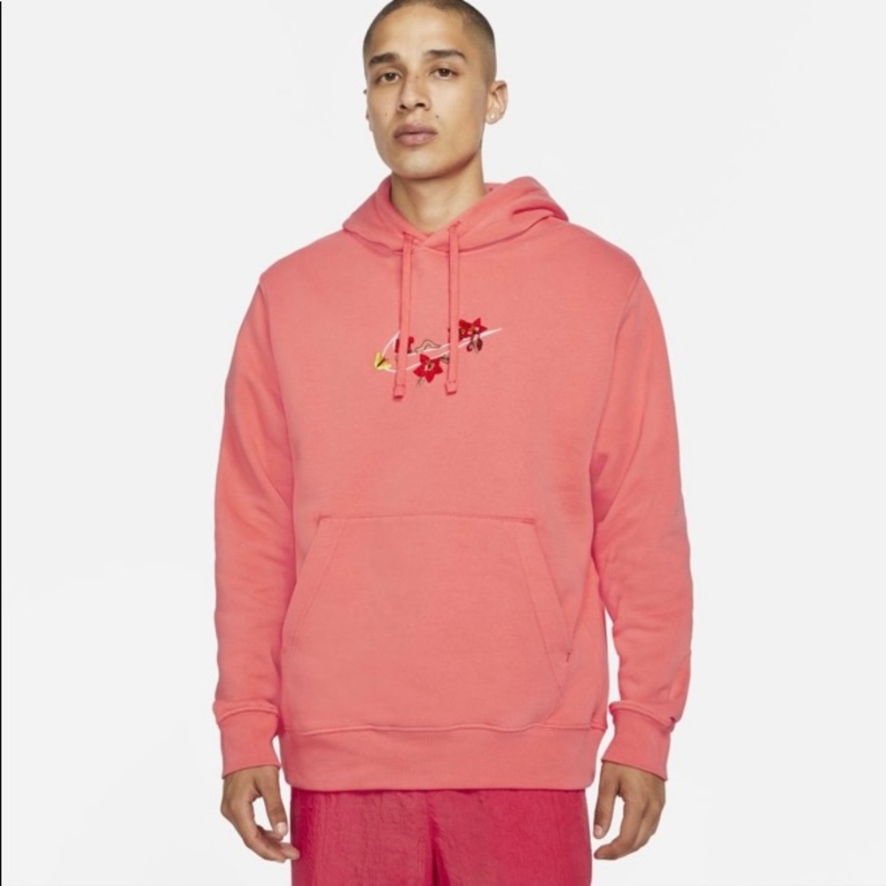 Nike Sportswear Men’s Logo Twist Fleece Pullover Hoodie in Magic Ember